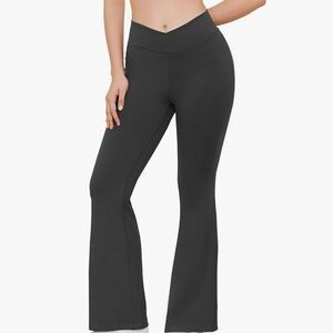 Flare Leggings for Women:Crossover High Waist & Tummy Control Yoga Pants